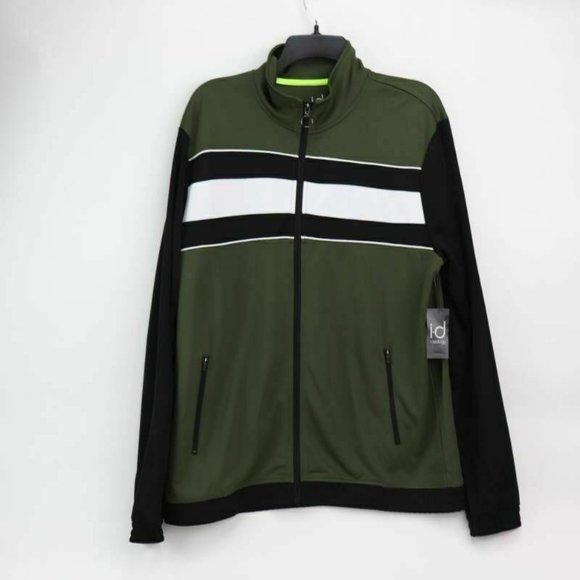 Ideology Mens Track Jacket Native Green Black Colorblock Zip Up Pockets M New - Picture 1 of 7